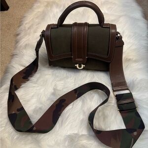 True Religion Brown and Green Crossbody Bag
